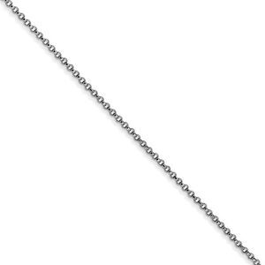 1.15mm 14k White Gold Solid Rolo Pendant Chain Necklace, 16 Inch